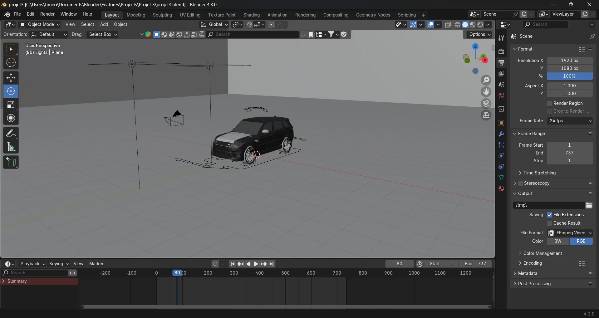Représente la scène 3D en mode Solide afin de montrer l'organisation